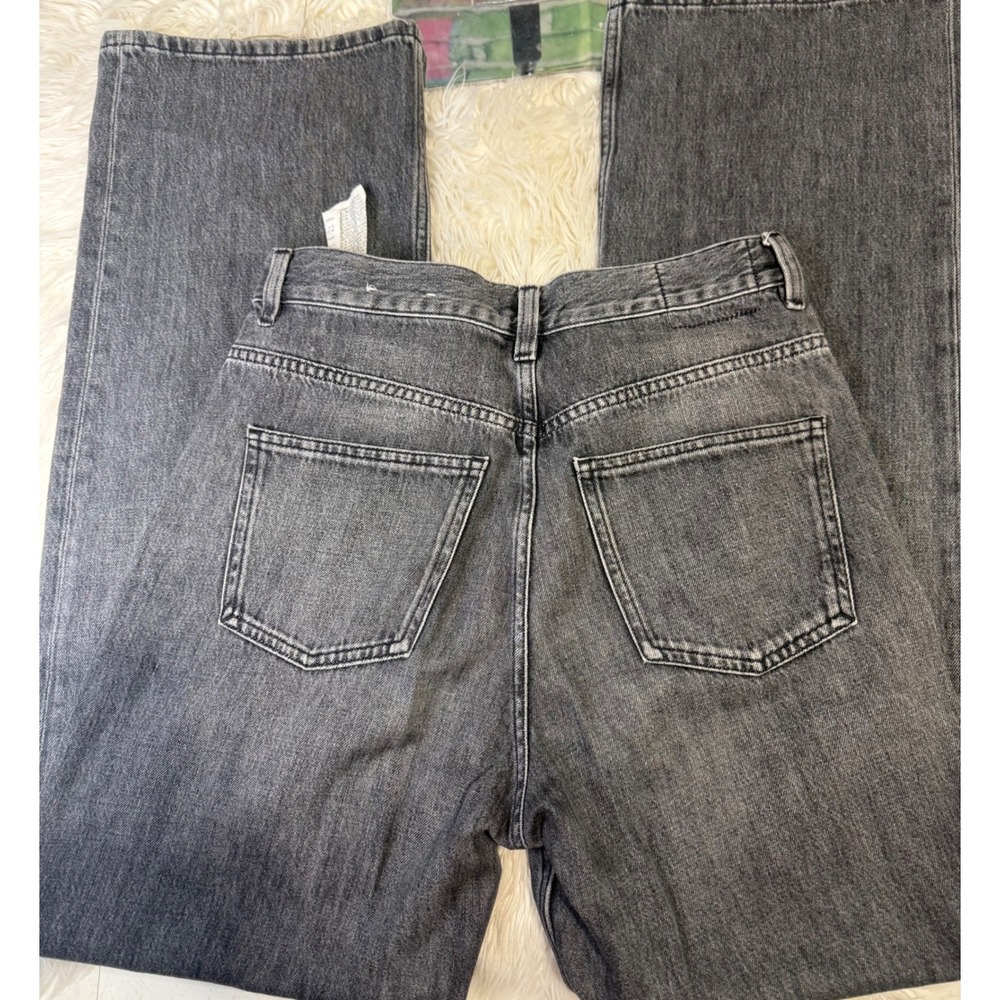 Massimo Dutti Womens Wide Leg High Rise Jeans Grey Washed Denim Size 40 5040 802 - Picture 3 of 3